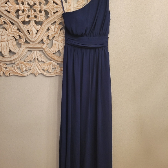 NWT Lulus Navy Blue One-Shoulder Maxi Dress XS *Prom* - Picture 4 of 11